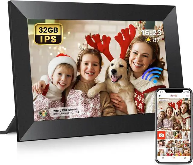Main image of 10.1 Inch WiFi Digital Picture Frame with 32GB Memory, 1280 x 800 IPS Touch Screen Smart Electronic Photo Frame, Wall Mountable, Auto-Rotate, Share Photos/Videos Via  App from Anywhere