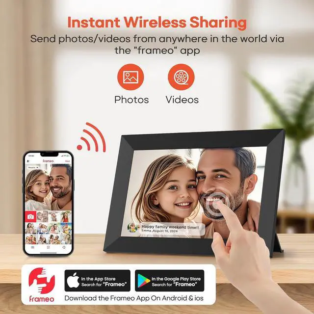 Alt view image 2 of 7 - 10.1 Inch WiFi Digital Picture Frame with 32GB Memory, 1280 x 800 IPS Touch Screen Smart Electronic Photo Frame, Wall Mountable, Auto-Rotate, Share Photos/Videos Via  App from Anywhere