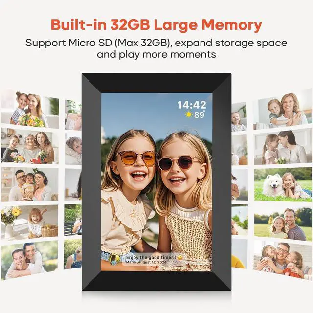 Alt view image 3 of 7 - 10.1 Inch WiFi Digital Picture Frame with 32GB Memory, 1280 x 800 IPS Touch Screen Smart Electronic Photo Frame, Wall Mountable, Auto-Rotate, Share Photos/Videos Via  App from Anywhere