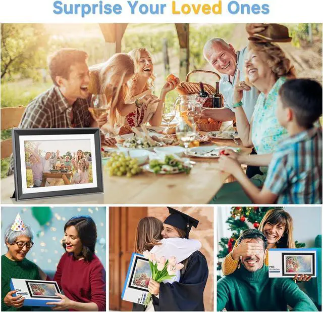 Alt view image 6 of 6 - Upgraded 10 Inch WiFi Digital Photo Frame 16GB Smart Electronic Picture Frame with HD IPS Touch Screen | Auto-Rotate | Slideshow | Real-Time APP Upload | Easy Setup | Perfect Christmas Birthday Gift