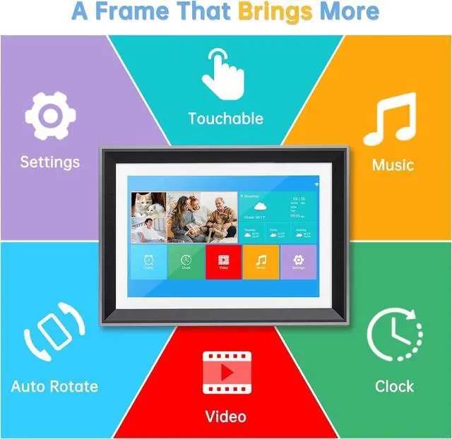 Alt view image 5 of 6 - Upgraded 10 Inch WiFi Digital Photo Frame 16GB Smart Electronic Picture Frame with HD IPS Touch Screen | Auto-Rotate | Slideshow | Real-Time APP Upload | Easy Setup | Perfect Christmas Birthday Gift