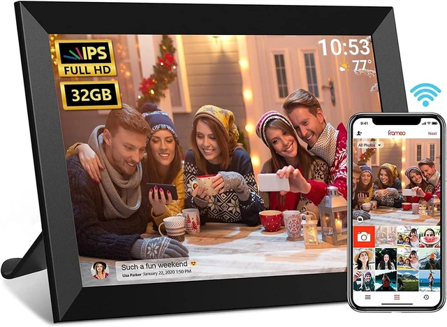 Main image of Frameo 10.1 Inch WiFi Digital Photo Frame, 32GB Digital Picture Frame with 1280x800 IPS HD Touch Screen, Auto-Rotate Wall Mount, Easy Share Photos/Videos from Phone - Gifts for Mom