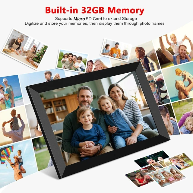 Alt view image 6 of 7 - Frameo 10.1 Inch WiFi Digital Photo Frame, 32GB Digital Picture Frame with 1280x800 IPS HD Touch Screen, Auto-Rotate Wall Mount, Easy Share Photos/Videos from Phone - Gifts for Mom
