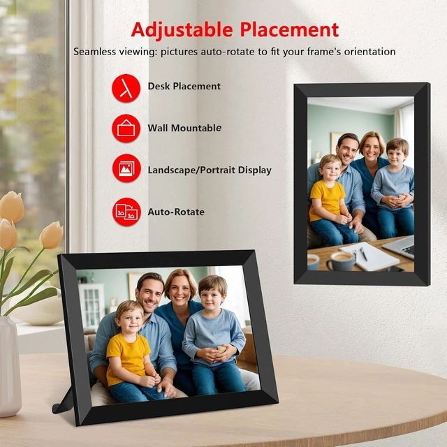 Alt view image 7 of 7 - Frameo 10.1 Inch WiFi Digital Photo Frame, 32GB Digital Picture Frame with 1280x800 IPS HD Touch Screen, Auto-Rotate Wall Mount, Easy Share Photos/Videos from Phone - Gifts for Mom