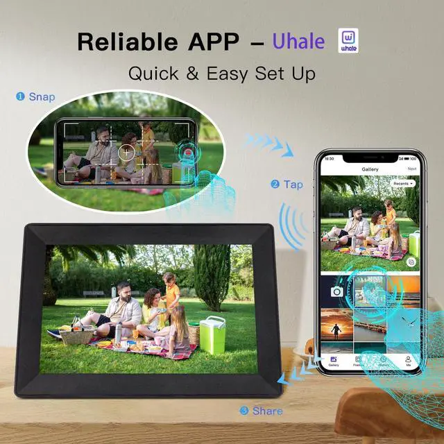 Alt view image 2 of 7 - 10.1Inch Digital Photo Frame WiFi Smart Digital Picture Frame,16GB Storage, Wall-Mounted, 1280 * 800 HD Resolution Digital Frame,Share Photos/Videos Instantly via  App from Anywhere