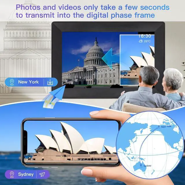 Alt view image 4 of 7 - 10.1Inch Digital Photo Frame WiFi Smart Digital Picture Frame,16GB Storage, Wall-Mounted, 1280 * 800 HD Resolution Digital Frame,Share Photos/Videos Instantly via  App from Anywhere