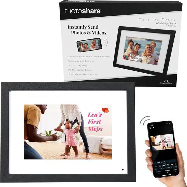 Main image of Gallery 10.1 WiFi Digital Photo Frame | Send Photo or Video from Phone to Digital Picture Frame with Free  Frame App | End-to-End Encryption | Midnight Black
