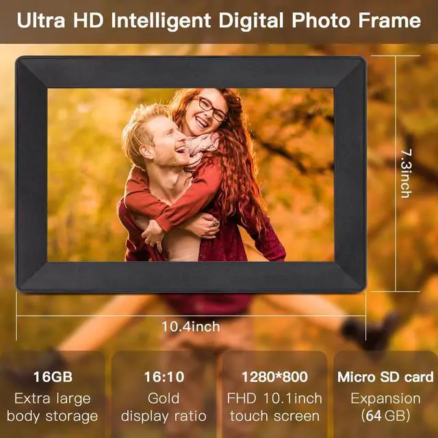 Alt view image 7 of 7 - 10.1Inch Digital Photo Frame WiFi Smart Digital Picture Frame,16GB Storage, Wall-Mounted, 1280 * 800 HD Resolution Digital Frame,Share Photos/Videos Instantly via  App from Anywhere