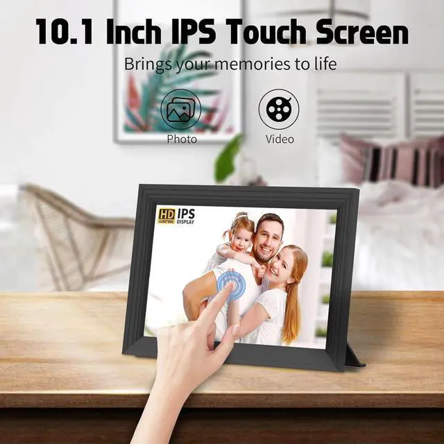 Alt view image 3 of 7 - 10.1 Inch Smart WiFi Digital Picture Frame 1280x800 IPS Touch Screen Digital Photo Frame, Auto-Rotate, Built in 32GB Memory, Share Moments Instantly via Free App or Email from Anywhere