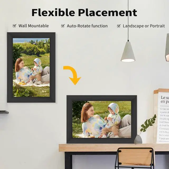 Alt view image 6 of 7 - 10.1 Inch Smart WiFi Digital Picture Frame 1280x800 IPS Touch Screen Digital Photo Frame, Auto-Rotate, Built in 32GB Memory, Share Moments Instantly via Free App or Email from Anywhere