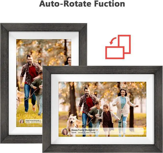 Alt view image 4 of 7 - 10.1 Inch WiFi Digital Picture Frame1280 * 800IPS HD Cloud Smart Digital Photo Frame,32GB Storage, Wall Mountable, Auto-Rotate,Easy to Share Photos or Videos via  APP Wood Frame