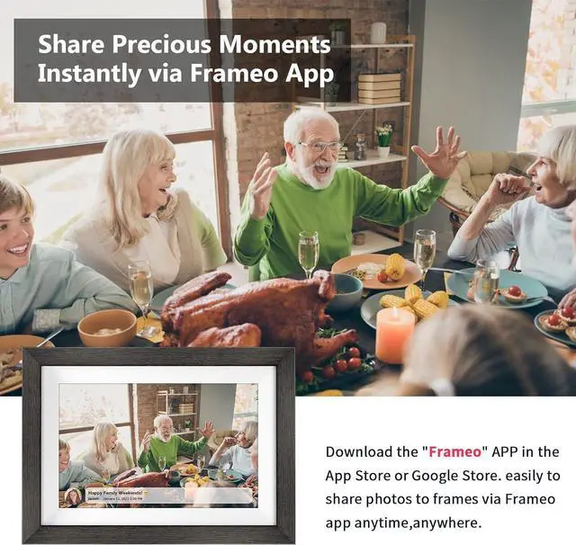 Alt view image 5 of 7 - 10.1 Inch WiFi Digital Picture Frame1280 * 800IPS HD Cloud Smart Digital Photo Frame,32GB Storage, Wall Mountable, Auto-Rotate,Easy to Share Photos or Videos via  APP Wood Frame