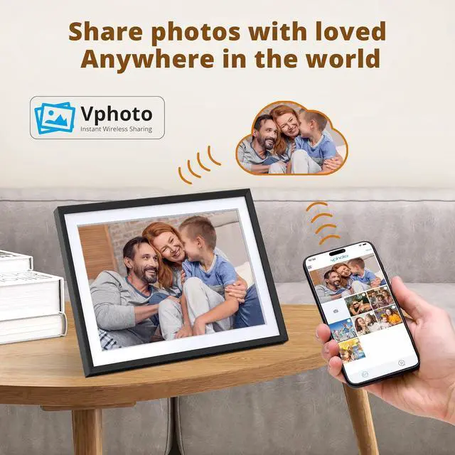 Alt view image 2 of 7 - 10.1' WIFI Digital Picture Frame - 1280*800 HD IPS Touch Screen Digital Photo Frame Display, Auto-Rotate, Share Photos/Videos Instantly via Free App Best Gifts for Birthday, Wedding, Mom
