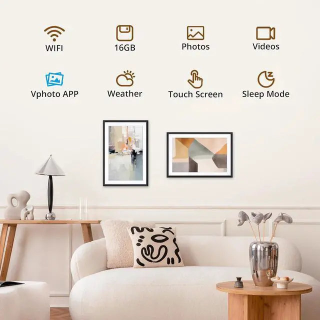 Alt view image 4 of 7 - 10.1' WIFI Digital Picture Frame - 1280*800 HD IPS Touch Screen Digital Photo Frame Display, Auto-Rotate, Share Photos/Videos Instantly via Free App Best Gifts for Birthday, Wedding, Mom
