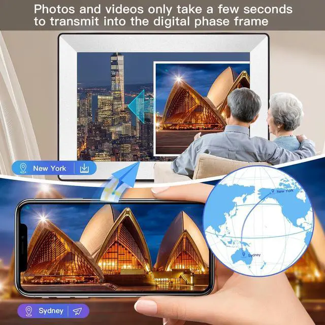 Alt view image 4 of 7 - 10.1inch Digital Picture Frame WiFi Smart Digital Photo Frame 1280 * 800 IPS HD Touch Screen, 16GB Memory, auto-Rotate, use APP Instantly Shares Photos and Videos-Best Gift
