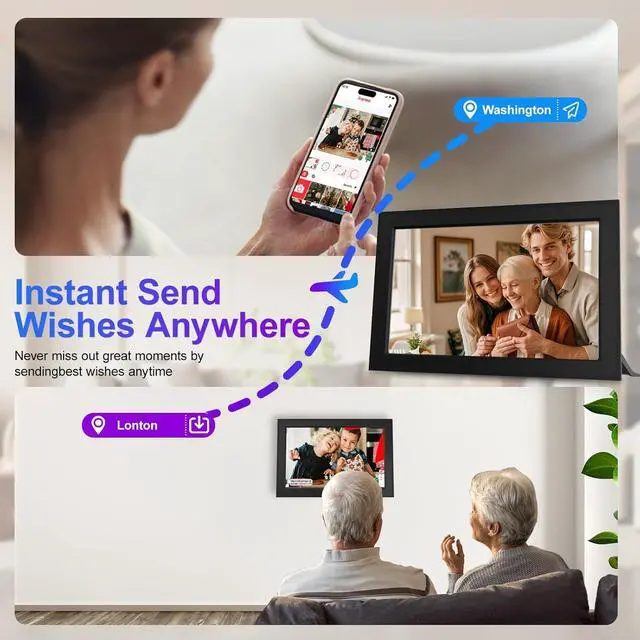 Alt view image 5 of 6 - 10.1 Inch Digital Picture Frames Smart WiFi Digital Photo Frame with 1280x800 IPS Touch Screen HD, 32GB Memory, Auto-Rotate, Wall Mountable, Share Moments Instantly via  App from Anywhere