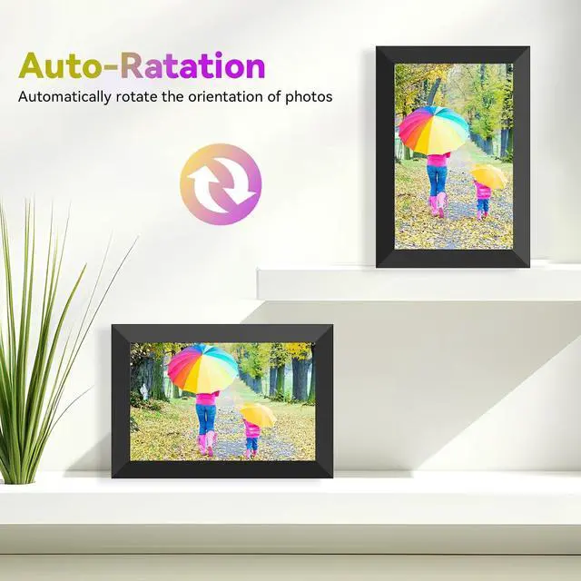 Alt view image 6 of 7 - 10.1 Inch WiFi Digital Picture Frame, 1280x800 HD IPS Touch Screen Cloud Smart Photo Frames, Auto Rotation, Wall Mountable, Share Photos Or Videos for Via APP