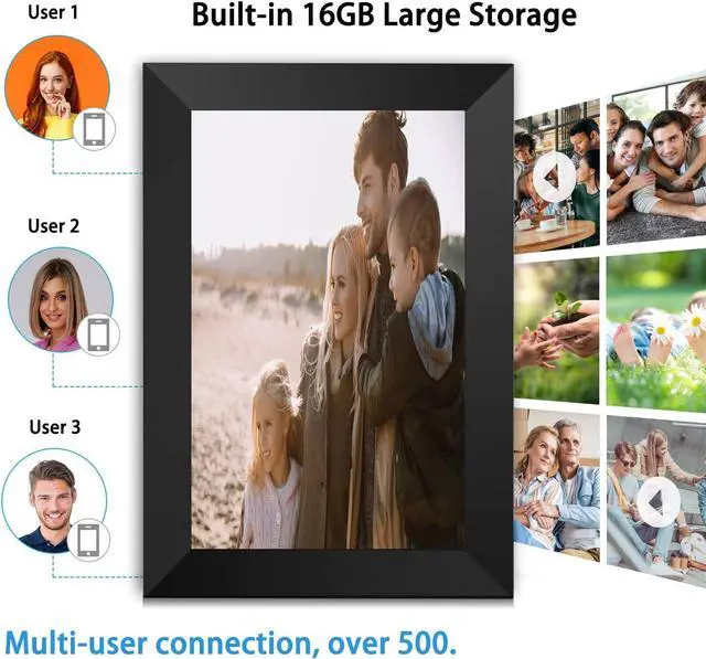 Alt view image 4 of 7 - 10.1 Inch WiFi Digital Photo Frame with IPS Touch Screen HD Display, Easy to Send Picture and Video Remotely via APP from Anywhere, 16GB Large Storage, Auto Rotate, Slideshow, Wall Mountable