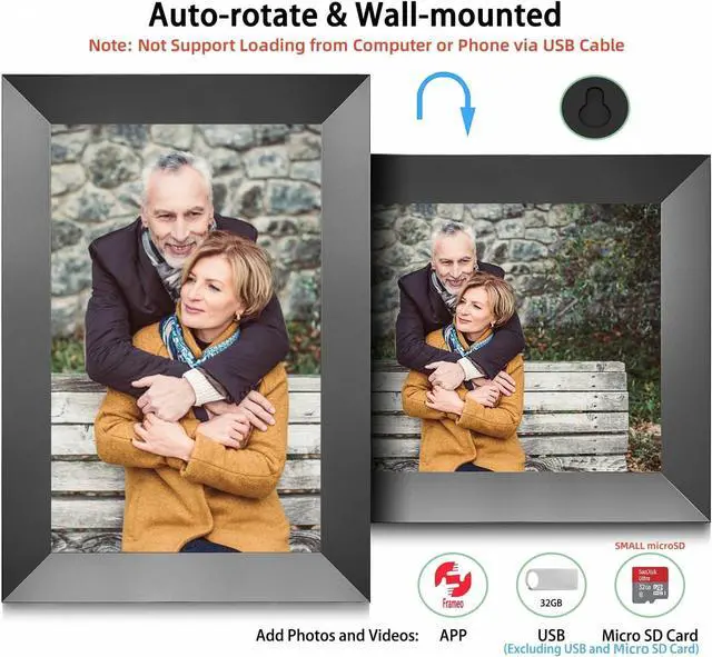 Alt view image 5 of 7 - 10.1 Inch WiFi Digital Photo Frame with IPS Touch Screen HD Display, Easy to Send Picture and Video Remotely via APP from Anywhere, 16GB Large Storage, Auto Rotate, Slideshow, Wall Mountable