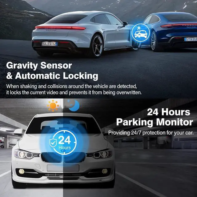 Alt view image 5 of 7 - Dash Cam Front and Rear - Dash Camera for Cars Mini Dash Cam Full HD with 64GB Memory Card, 2.5K Dash Cam,64G SD Card,1600P+1080P FHD Dual Dash Camera for Cars,176°+160° Wide Angle
