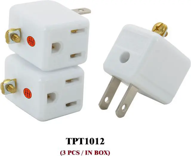 Alt view image 3 of 4 - 3-2 Prong Grounding Angle Adapter, 15Amp 125Volt AC, 3 Prong to 2 Prong Angle Adapter Converter, Wall Outlet Plug for Household Appliances, White, 3 Pack