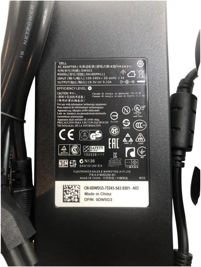 Alt view image 3 of 5 - Dell 180W DA180PM111, FA180PM111 ADP-180MB, large pin 7.4*5.0mm original charger - for Dell Alienware 15 R1 R2 Dell Precision 7510 M4600 M4700 M4800 74X5J JVF3V