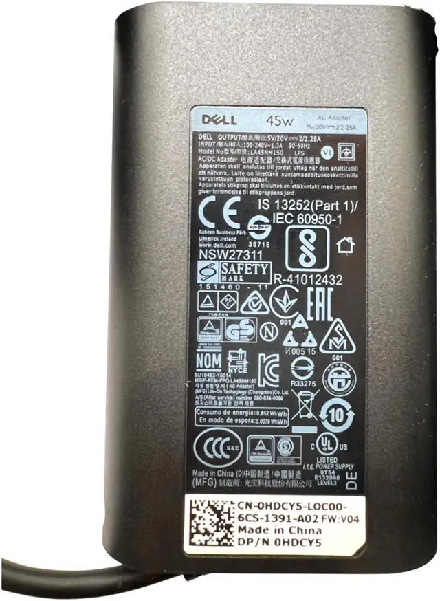 Alt view image 4 of 4 - Dell 45W USBC Type C Original charger for Dell XPS 12 XPS 13 9360 9365 9370 9333 9380 7390 Latitude 7275 7370 5175 5285 5290-2in1 7390-2in1, LA45NM150, 0HDCY5