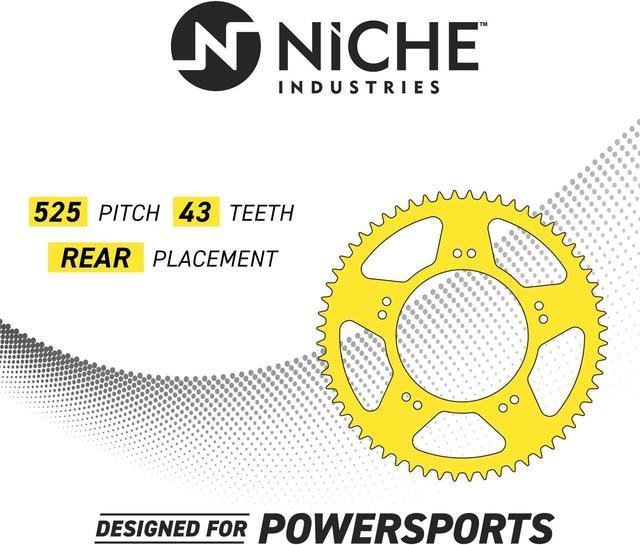 NICHE 525 Pitch 43 Tooth Rear Drive Sprocket for Kawasaki 1996-2003 Ninja  ZX7R 2015-2019 Versys 1000 42041-1467