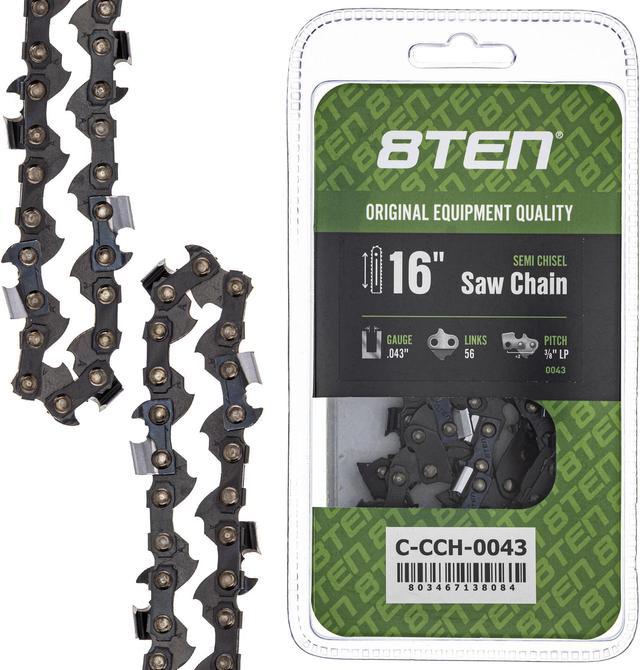 8TEN Semi Chisel Chainsaw Chain 16 Inch .043 3 8 LP 56DL for