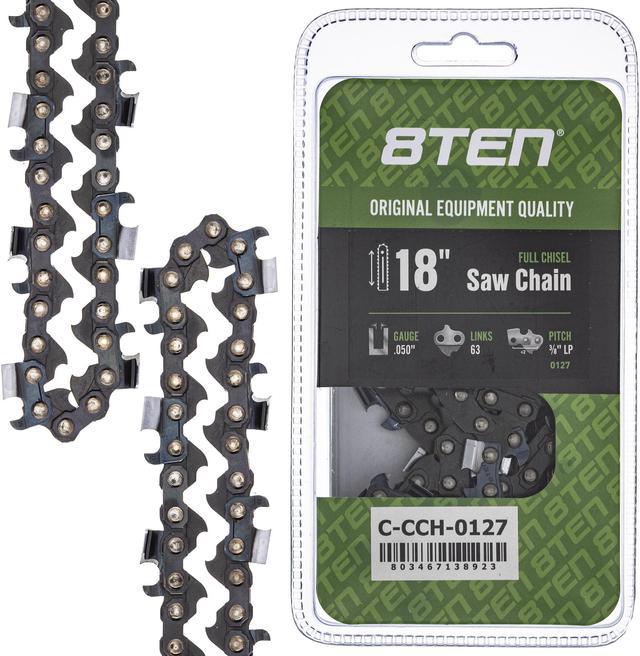 8TEN Full Chisel Chainsaw Chain 18 Inch .050 3 8 LP 63DL for