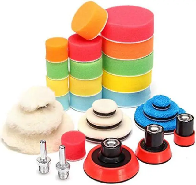 Alt view image 6 of 7 - FYUU 29Pcs 1" 2" 3" Inch Polishing Pad Kit Buffing Buffer Wool Sponge Pad + M14 Wheel