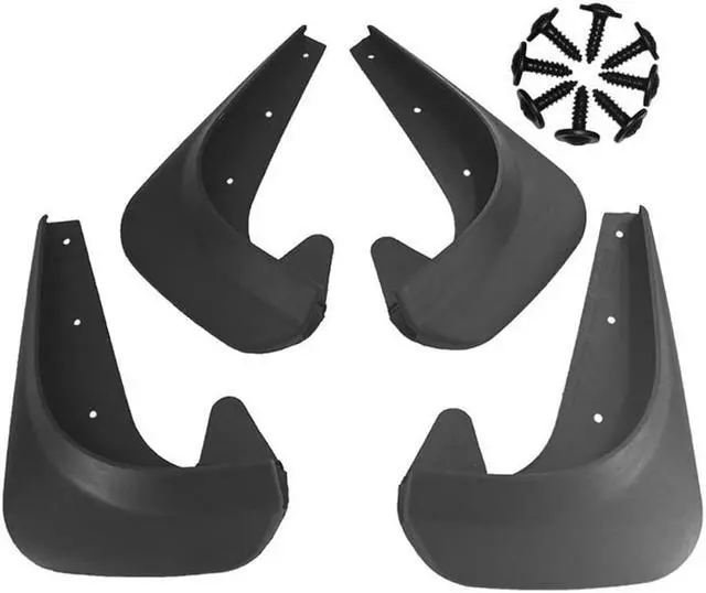 Alt view image 2 of 6 - Furulu 4 Pcs EVA Plastic Car Fender Mud Flap Splash Guard Protector Mudgurad Black