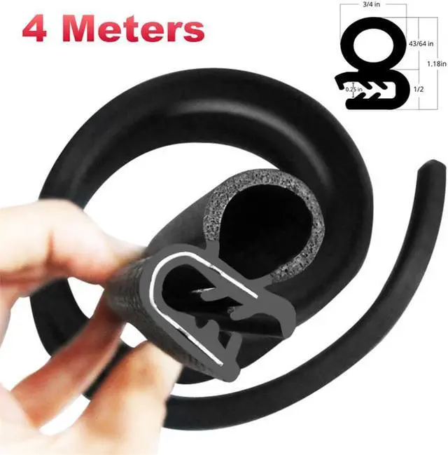 Alt view image 4 of 7 - Paiying 4M 157'' O-U Shaped Car Rubber Seal Door Trunk Lid Edge Protector Weatherstrip