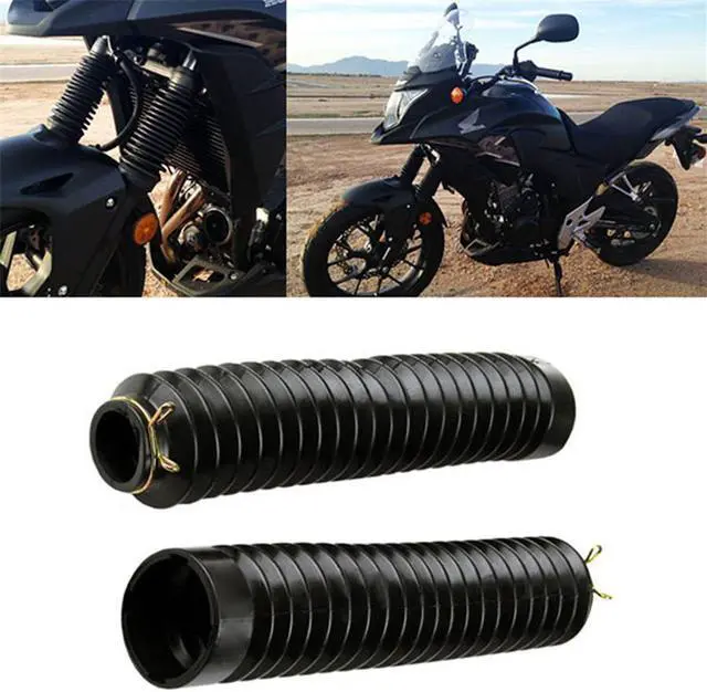 Alt view image 5 of 7 - Acaigel 2x 30mm Black Motorcycle Pit BIke Front Fork Shock Cover Boot Sleeve 270mm Long