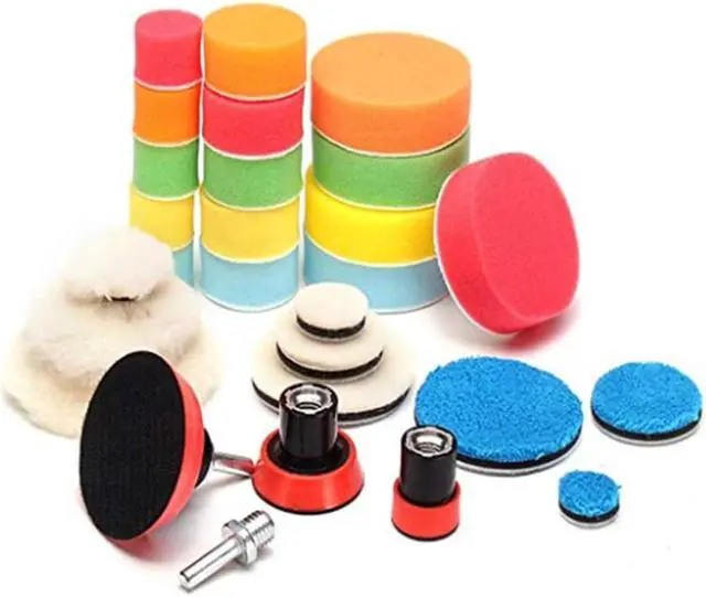 Alt view image 4 of 7 - FYUU 29Pcs 1" 2" 3" Inch Polishing Pad Kit Buffing Buffer Wool Sponge Pad + M14 Wheel