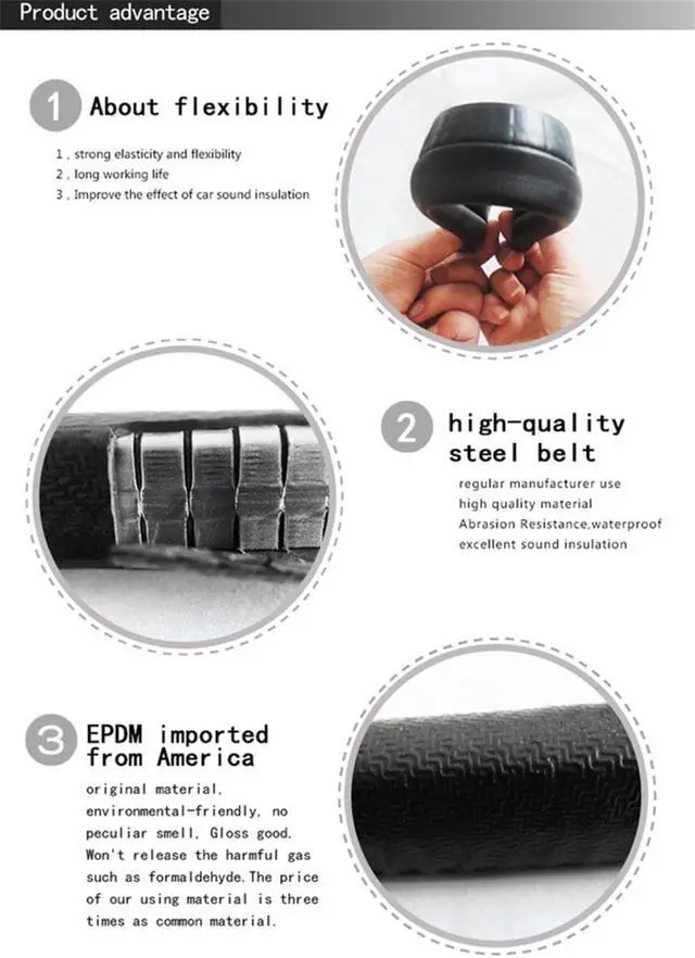 Alt view image 3 of 7 - Paiying 13.1 Feet Rubber Car Door Seal Weatherstrip Body Mounted Front Left+Right Kit US