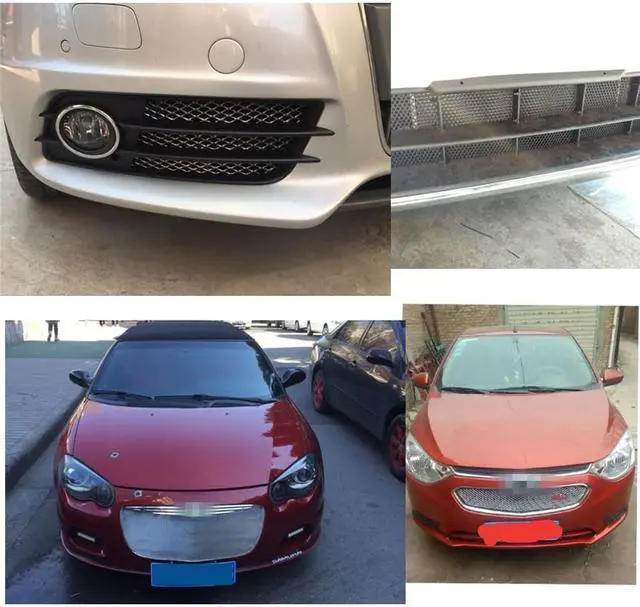 Alt view image 5 of 7 - Paiying Black Aluminum Mesh Grille Cover Car Bumper Fender Hood Vent  47"x15.8"