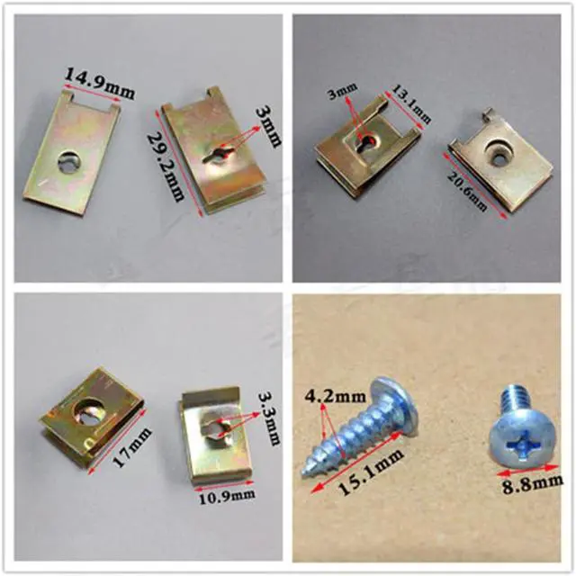 Alt view image 3 of 6 - Paiying 200x Mixed Metal Fastener Auto Car Body Door Fender Panel Screw U Clips US Stock