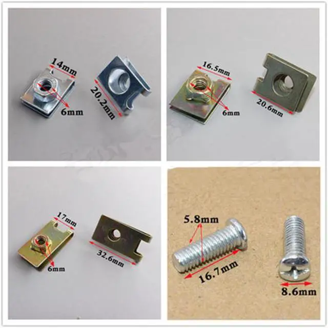 Alt view image 5 of 6 - Paiying 200x Mixed Metal Fastener Auto Car Body Door Fender Panel Screw U Clips US Stock