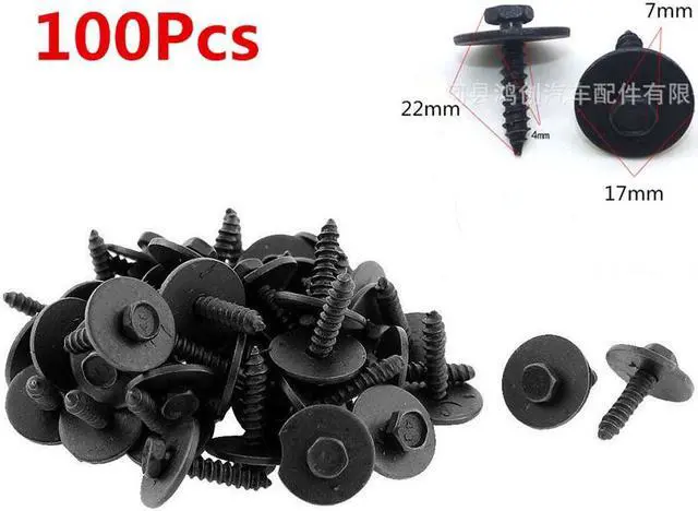 Alt view image 6 of 7 - Paiying 100Pcs Metal Car Screw Body Fender Bumper Retainer Clips 7mm Hex (4.2-1.41x22mm) Ship?from?USA