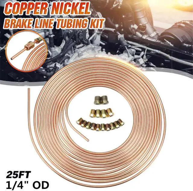 Alt view image 2 of 7 - Acaigel 1/4'' Steel Zinc Nickel Copper Brake Line Tubing Kit Oil Tube 25 FT + Fittings