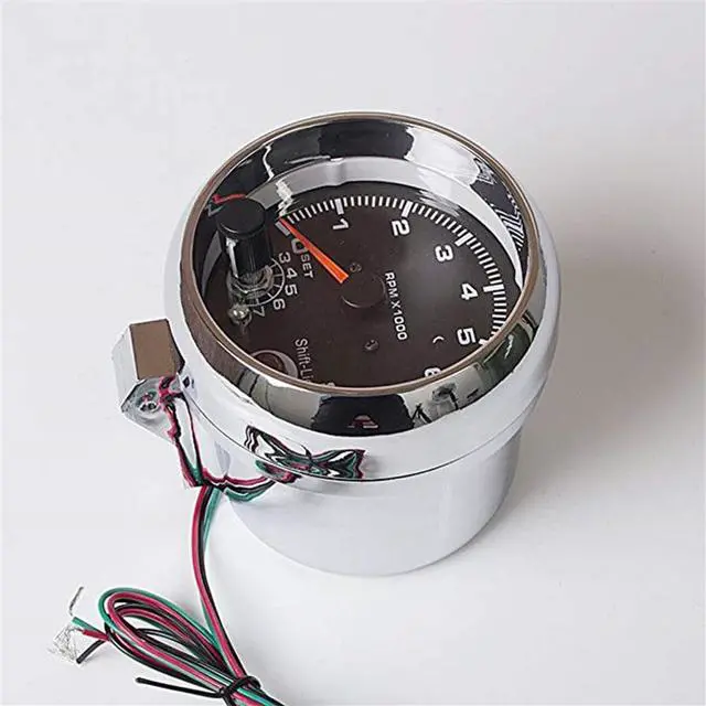 Main image of Paiying Chrome 95mm Car Tachometer Gauge Tacho Meter 0-8000 RPM Shift Light 7 Backlit