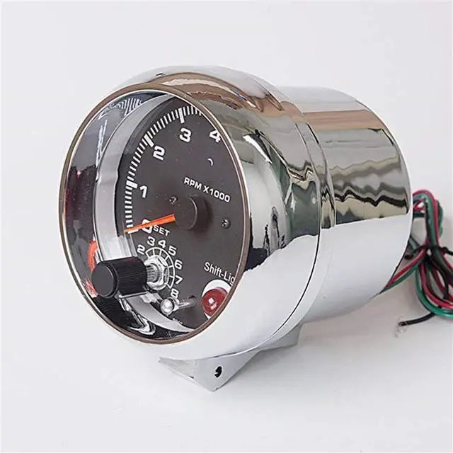 Alt view image 4 of 7 - Paiying Chrome 95mm Car Tachometer Gauge Tacho Meter 0-8000 RPM Shift Light 7 Backlit