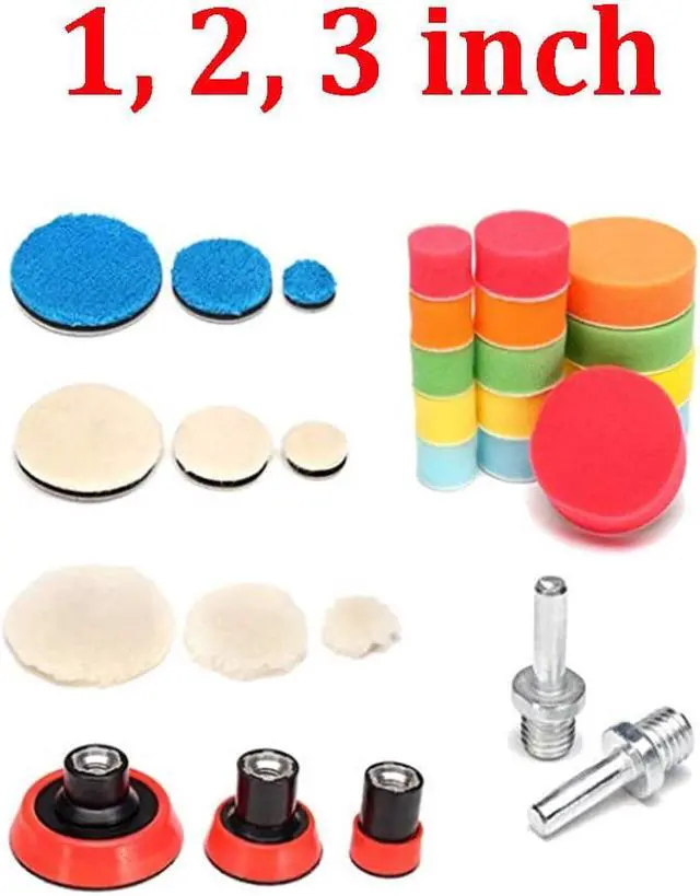 Main image of FYUU 29Pcs 1" 2" 3" Inch Polishing Pad Kit Buffing Buffer Wool Sponge Pad + M14 Wheel