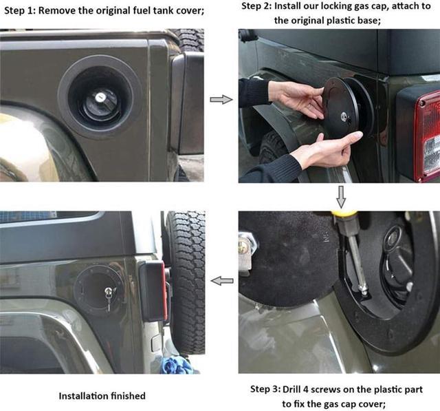 Gas Cap Cover Locking Fuel Filler Door Cover For Jeep Wrangler JK JKU A  2007-18 Body 