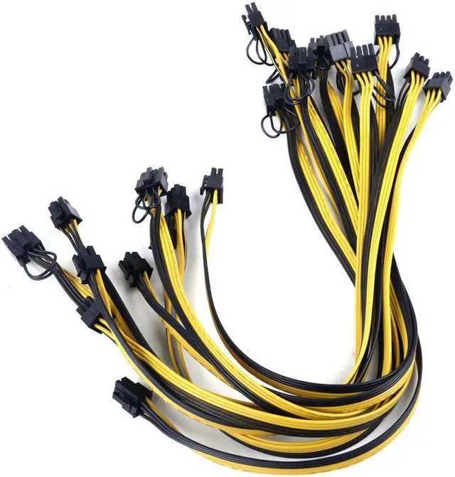 Main image of 10Pcs 70cm High Quality 6Pin to 8Pin (6+2Pin) PCI-E Breakout Cable 18AWG Mining