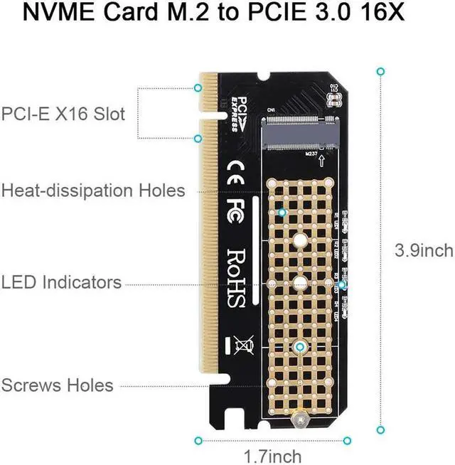 Alt view image 6 of 7 - M.2 to pcie x16 adapter Card pci-e to m.2 convert adapter NVMe SSD Adaptor m2 M Key Interface PCI Express 3.0