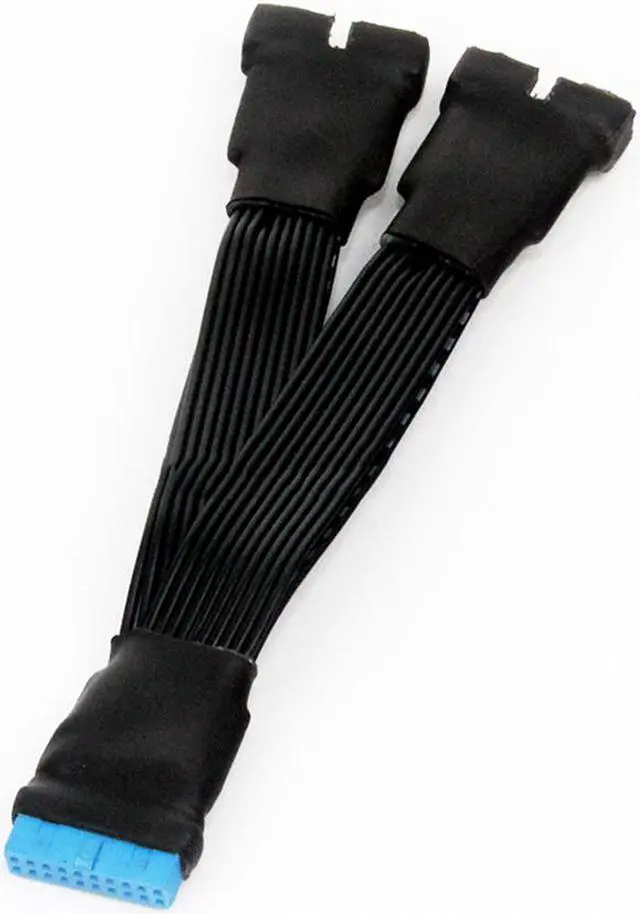 Alt view image 4 of 7 - 12cm 19-pin to USB 3.0 20-pin 1 to 2 Power Splitter Cable 18AWG for Motherboard