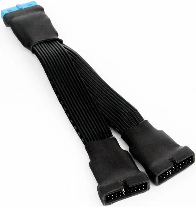 Alt view image 2 of 7 - 12cm 19-pin to USB 3.0 20-pin 1 to 2 Power Splitter Cable 18AWG for Motherboard