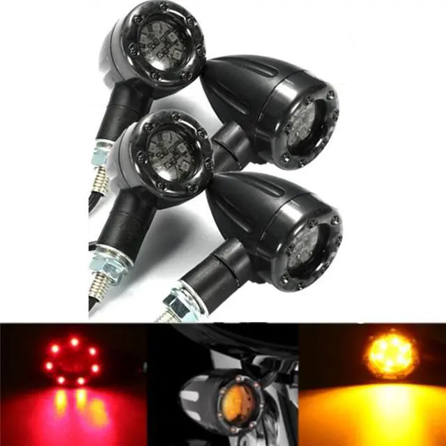 Alt view image 5 of 7 - Acaigel 4Pcs 12V  Bullet Shape Motorcycle LED Turn Signal Light Brake Lamp USA